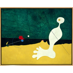 弘舍胡安米罗现代简约抽象油画人投鸟成品尺寸78x63cm油画布闪耀金