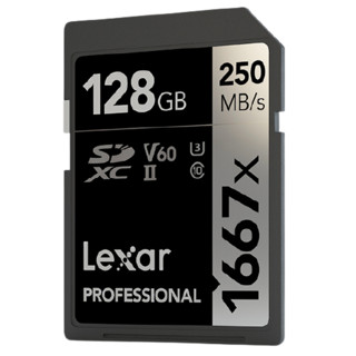 Lexar 雷克沙 1667X SD存储卡 128GB（UHS-Ⅱ、V60、U3）