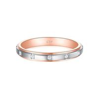 CHOW TAI FOOK 周大福 CP876 女士PT950铂金18K玫瑰金镶钻石戒指