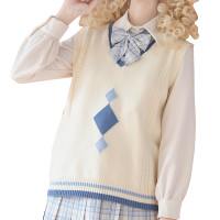 御茶家 JK制服 针织衫制服毛衣背心 秋冬款 雾蓝m