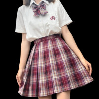 Swallowjk 燕子家的JK校服 万事胜意 JK制服 女士格裙 红色 42cm XS