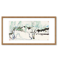 荣宝斋 吴冠中 故乡 80*163cm 金丝柚榫卯实木框