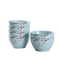 hommy 佳佰 樱花语系列 S9453530 陶瓷碗 4.5英寸 6个装 蓝色