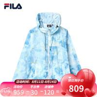 FILA 斐乐 官方男士梭织外套2021夏秋季新款潮流休闲满印上衣轻薄 迟山蓝-ZA 165/88A/S