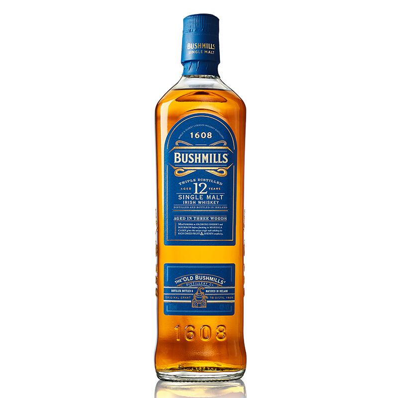 BUSHMILLS 布什米尔 12年 爱尔兰 单一麦芽威士忌 40%vol 700ml