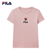 FILA 斐乐 官方 女士短袖T恤2021新款舒适亲肤经典女装针织短袖衫小熊T商场同款 麦町粉-PK 165/84A/M