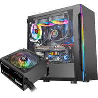 Thermaltake 曜越 CA-1M3-00M1WN-01 RGB ATX机箱 半侧透 含电源 500W 黑色