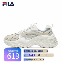 FILA 斐乐 女鞋 斐乐官方 SOFIA鱼刺 复古老爹鞋女增高鞋2021春季新款休闲鞋运动鞋 奶白/米色 38.5