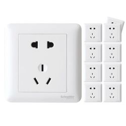 施耐德开关插座面板畅意系列磨砂白板暗装五孔插座