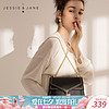 JESSIE＆JANE女包链条2898刺绣信封单肩斜挎小方包单肩包生日礼物 黑色