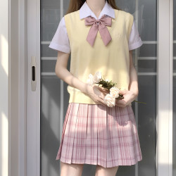 春日制服部 莓酒 jk制服 淡粉色女士格裙 45cm M