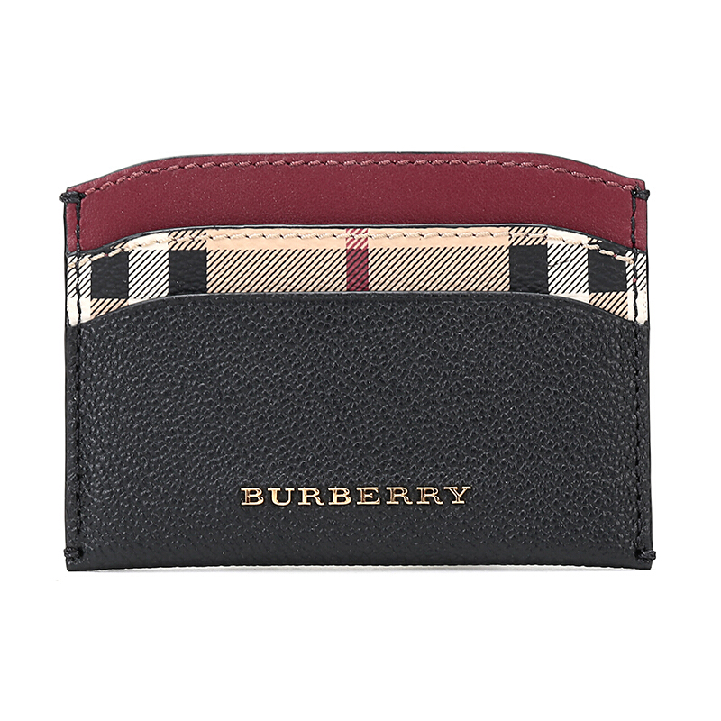 BURBERRY 博柏利 女士皮质卡包 40596381 黑色格纹