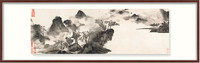 橙舍 沈周 山水国画水墨画《烟江叠嶂 卷一》装裱40x120cm 宣纸 雅致红褐