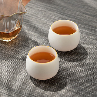 苏氏陶瓷（SUSHI CERAMICS）主人杯汝瓷功夫茶杯开片可养陶瓷个人杯罗汉杯2个装