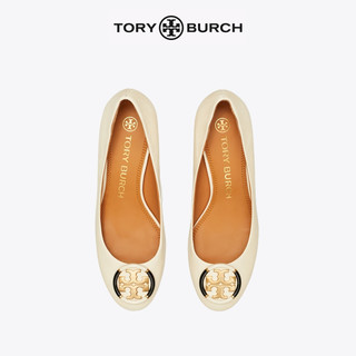 Tory Burch 汤丽柏琦 MULTI 羊皮方跟圆头皮鞋女鞋78776（6、米白色 122）