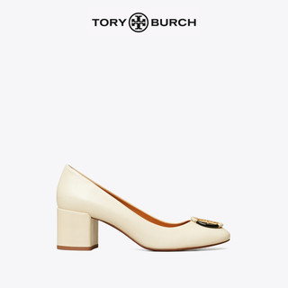 Tory Burch 汤丽柏琦 MULTI 羊皮方跟圆头皮鞋女鞋78776（6、米白色 122）