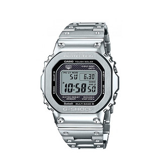 CASIO 卡西欧 G-Shock 男士银色方形复古钢表带手表  GMW-B5000D-1JF