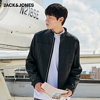 JACK&JONES; 杰克琼斯 221410005 男士立领真皮皮衣