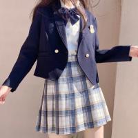 春日制服部 浮金 JK制服 女士蓝色格裙