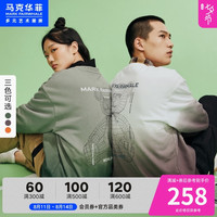 马克华菲潮牌卫衣男女同款渐变吊染圆领卡通印花上衣