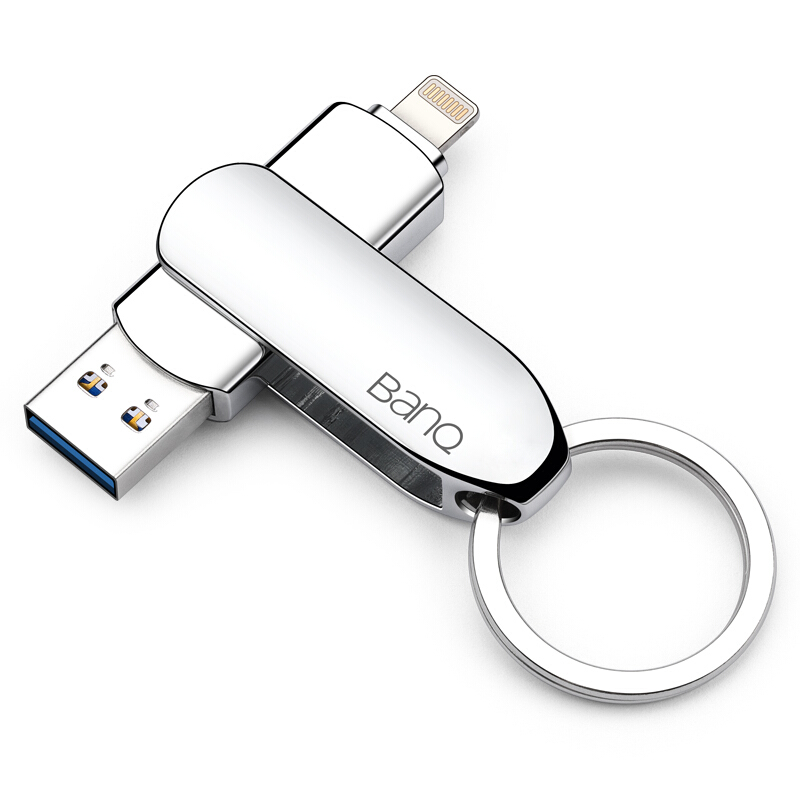 BanQ A50 USB 3.0 U盘 珍珠银 64GB USB/苹果lightning双口