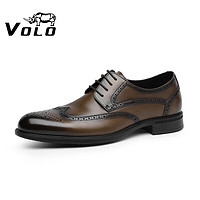 VOLO 犀牛（VOLO）男鞋布洛克男士商务正装鞋轻盈休闲鞋子男 黄棕 370210072D 41