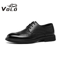 VOLO 犀牛（VOLO）男鞋商务正装鞋布洛克皮鞋休闲鞋子男 黑色 336205441D 38