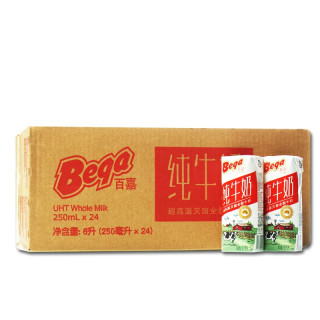商品bega百嘉全脂纯牛奶250ml24盒