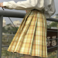 Swallowjk 燕子家的JK校服 柠檬恋人 JK制服百褶裙 黄色格裙 42cm S