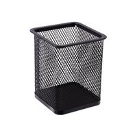 deli 得力 9174 笔筒 金属网纹方形款 黑色