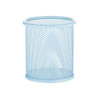 deli 得力 9153 笔筒 金属网纹方形款 浅蓝