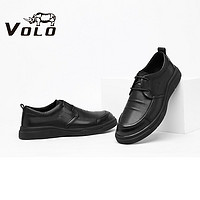 VOLO 犀牛（VOLO）男鞋商务休闲鞋男士皮鞋正装舒适鞋子男 黑色 286205892D 41