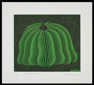 维格列艺术 草间弥生版画 南瓜2000(绿色）43x63cm 丝网版画 装饰画
