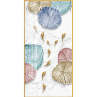 佰水峰 九鱼图玄关装饰画新中式玄关画走廊壁画过道挂画现代简约晶瓷画 九鱼图-01 50x100cm 晶瓷镜面+铝合金金色框