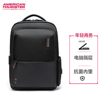 美旅 箱包商务通勤背包男士电脑包可挂靠拉杆旅行双肩包16英寸AY1*006黑色