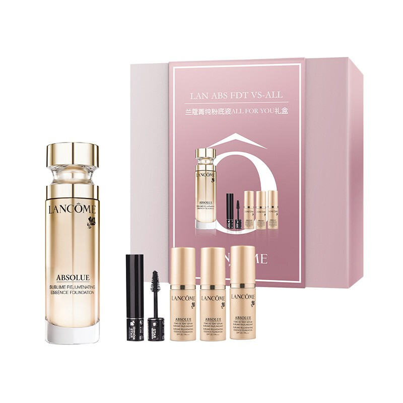 LANCOME 兰蔻 菁纯粉底液ALL FOR YOU礼盒装 (菁纯臻颜精华粉底液#100 30ml+5ml*3+梦魅巨星璀璨睫毛膏#1 2ml)