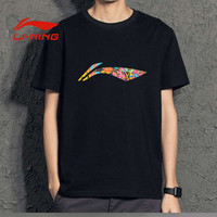 LI-NING 李宁 短袖T恤衫男夏季宽松透气圆领休闲短袖上衣