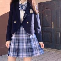 春日制服部 不眠星 jk制服 发光蓝色渐变格裙 女 42cm S