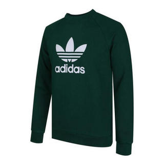 adidas ORIGINALS TREFOIL CREW 男子运动卫衣 GJ8296 深绿色 S