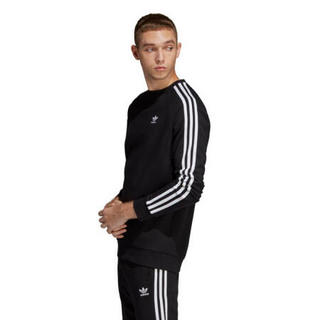 adidas ORIGINALS 3-STRIPES CREW 男子运动卫衣 DV1555 黑白色 XS