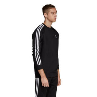 adidas ORIGINALS 3-STRIPES CREW 男子运动卫衣 DV1555 黑白色 M