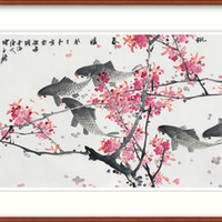 橙舍 陈永锵《桃江春暖》60cm x 120cm 宣纸 装饰画