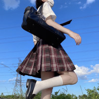 春日制服部 赤沢黑 jk制服 TR交织版格裙 女 42cm S