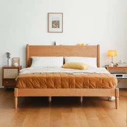 奕米晚安床进口fas级樱桃木全实木床