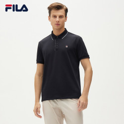 FILA 斐乐 男士短袖POLO2021夏季新款宽松翻领短袖套头POLO衫 传奇蓝-NV 180/100A/XL