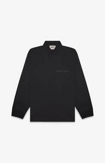 ESSENTIALS Essentials Black French Terry Long Sleeve Polo T-Shirt