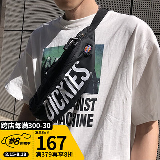 Dickies 帝客 腰包 字母印花斜挎包 男女同款休闲腰包 DK009183 黑色+白色