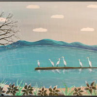 ARTMORN 墨斗鱼艺术 周歆《绿岛》40×30cm  2018年 布面丙烯 新中式轻奢挂画 现代简约家居装饰画