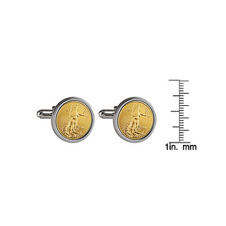 St Gaudens Design Gold Layered Replica American Eagle Coin Cufflinks