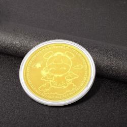 chow tai fook 周大福 福星宝宝足金黄金金币 约0.20g 约3cm×3cm